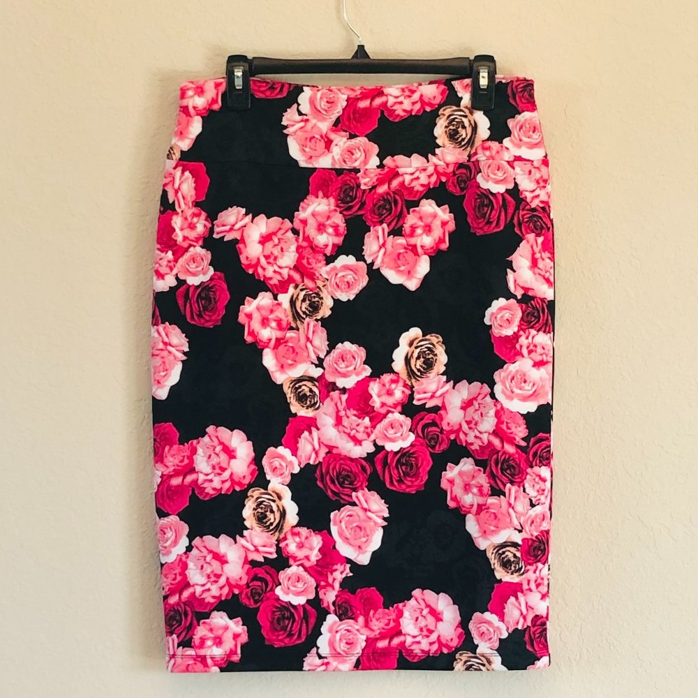 INC Int'l Concepts pink flower skirt size L